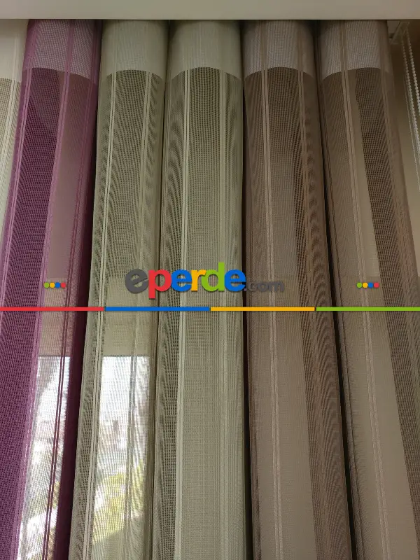 Salon - 1. Kalite Çizgili Tül Dikey Zebra Perde - Ft11 Sütlü Kahve- Ft09 Elegance- Ft21 Gül Kurusu- Ft02 Ekru- Gül Kurusu