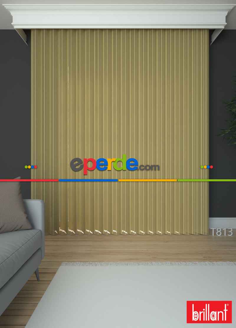 Brillant Akıllı Tül Perde Hardal Renkli Tül Dikey Zebra Perde Düz 1. Kalite