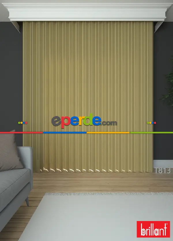 Brillant Akıllı Tül Perde Hardal Renkli Tül Dikey Zebra Perde Düz 1. Kalite