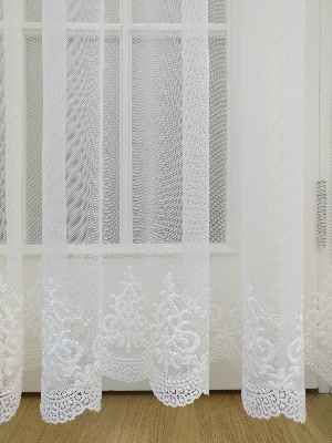 Etek Ucu Nakışlı Brillant Arne Tül Perde - %40 Extra İndirimli- Ekru