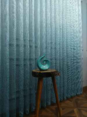 Degrade Geçişli File Tül 1.kalite Son Trend !!!- Ekru-Petrol Mavisi