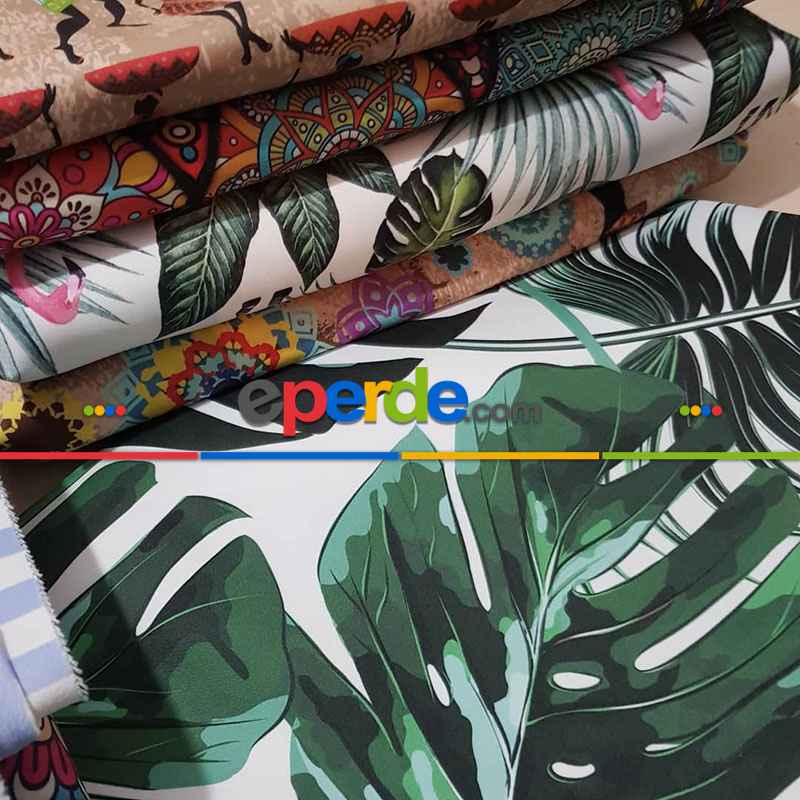 Patchwork Etnik Desenli Fon Perde Evm591 Kumaşı Kalındır Duck Bezi Değildir- Mavi-Sarı-Beyaz-Bordo-Mavi Açık