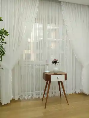 Fransız Dantel Tül Perde Etek Ucu Kabartma Nakış (güpür) Salon Perdesi 2021 (açıklamayı Okuyunuz)- Ekru