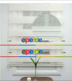 Mutfak - Geniş Krem Plise Zebra Perde- Ekru