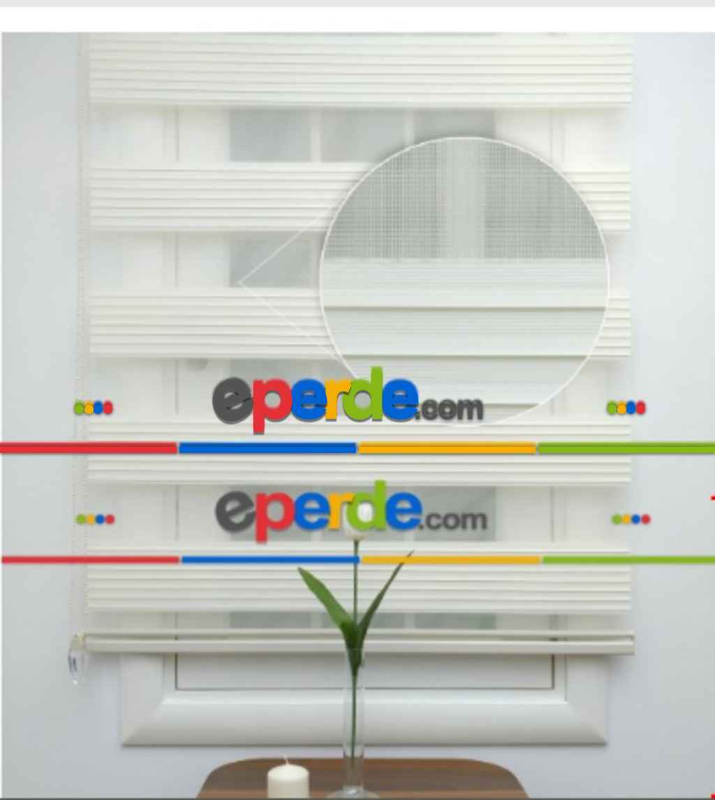 Mutfak - Geniş Krem Plise Zebra Perde- Ekru