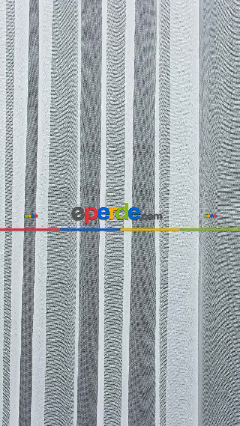 Mutfak - Etek Ucu Desenli Dantel Tül Perde- Ekru