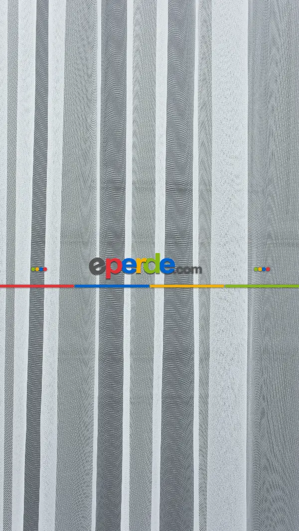 Salon - Etek Ucu Desenli Dantel Tül Perde- Ekru