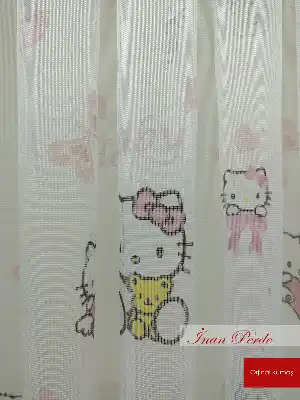 Kız Bebek Odası Tül Perde - Hello Kitty Baby Desenli Tül Perde- Pembe