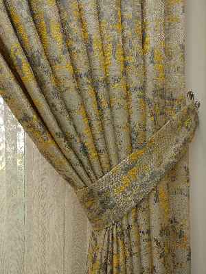 Sarı Bej Jakar Fon Perde (150)- Sarı