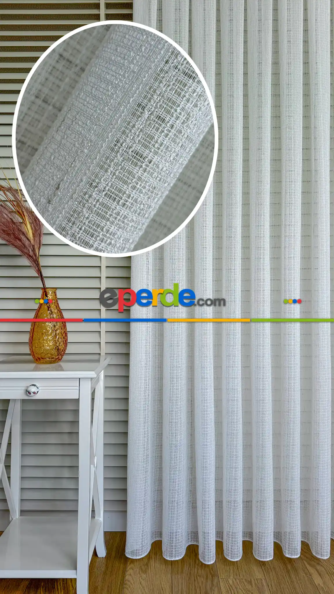 Ekru Özel Dokuma, Özel İplik Keten Düz Tül Perde - Ağır Gramajlı Premium