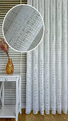 Oturma Odası - Ekru Özel Dokuma, Özel İplik Keten Düz Tül Perde - Ağır Gramajlı Premium