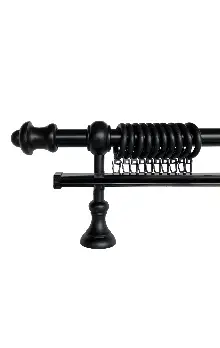 Siyah Renk Raylı Veya Raysız Ahşap Rustik Perde Askısı