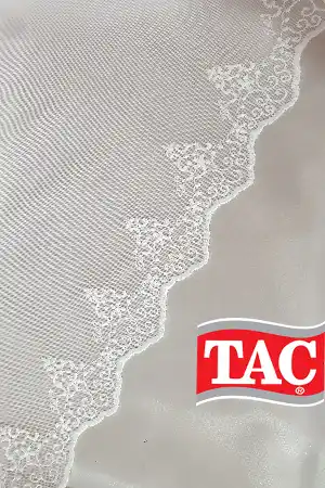 Taç Etek Ucu Desenli İşlemeli Tül - Taç Marka Üstü Düz Tül - Taç Sade Tül