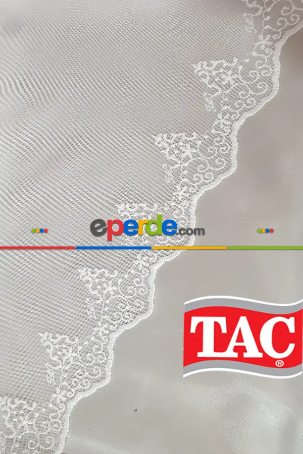 Salon - Taç Etek İşlemeli Tül -taç Düz Tül - Taç Sade Tül- Beyaz