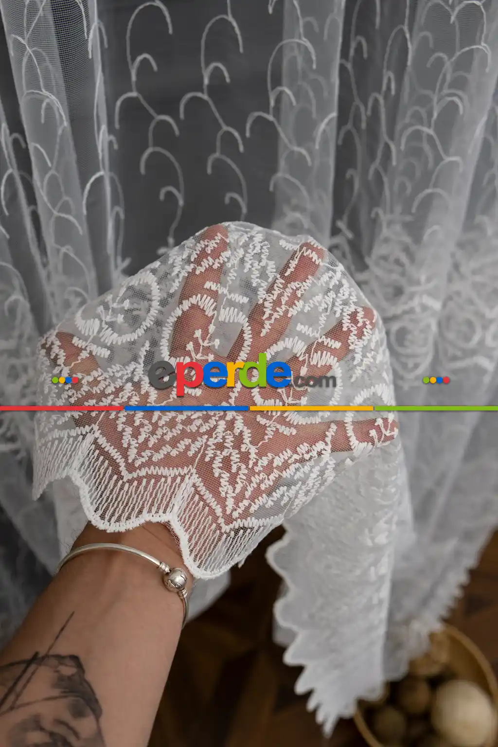 Salon Tül - Brode Yoğun İşlemeli Tül Perde Çok Dökümlü - Ütü İstemez - İtinalı Dikiş