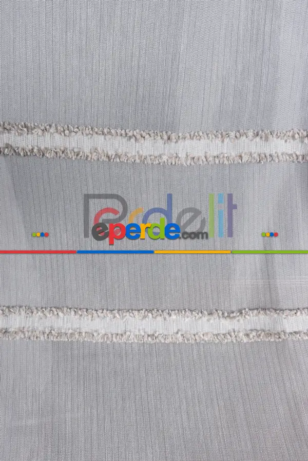 Enine Renkli Bantlı Püskül Detaylı Bambu Zemin Tül Perde