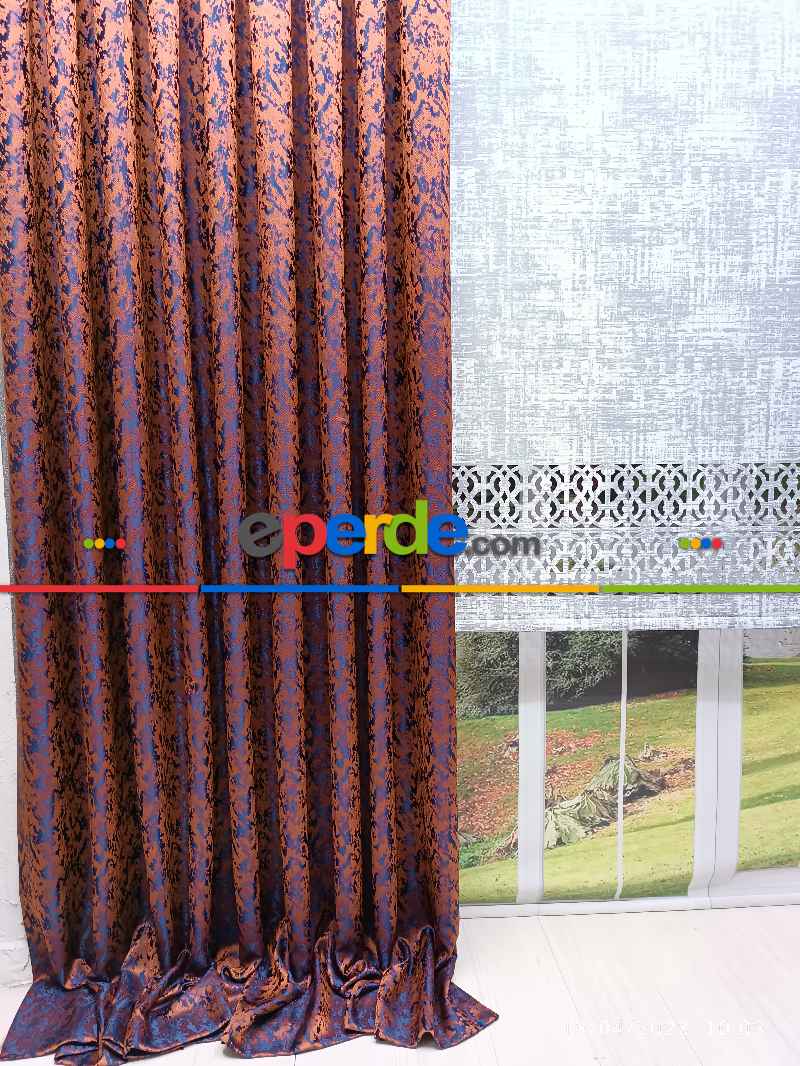 Oturma Odası -  2025 Elit Modern Desenli Fosforlu İplik Dokuma Fon Perde - 2