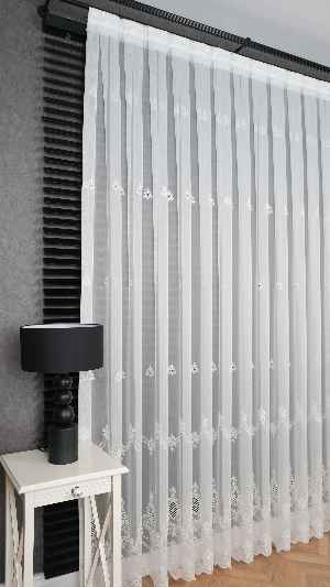 Ekru Nakış İşlemeli Tül Perde