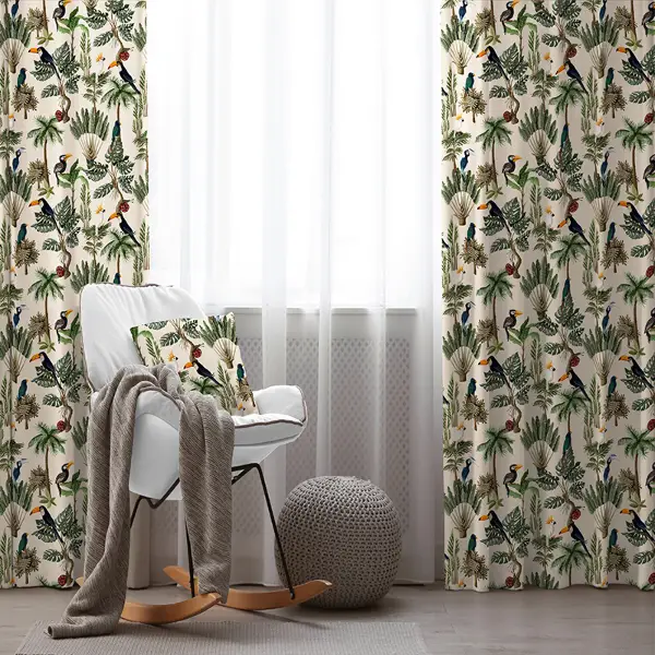 Genç Odası - Tropikal Fon Perde Evim K-739 Kumaşı Kalındır Duck Bezi Değildir