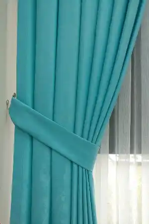 Düz Dökümlü Soft Fon Perde - Turkuaz