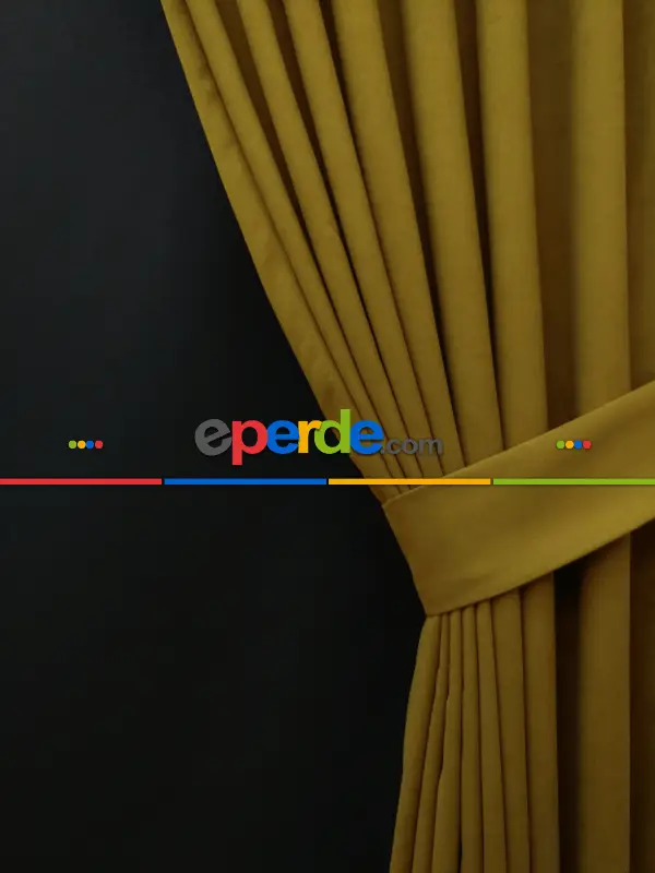 Düz Renk Dökümlü Fon Perde (180)- Hardal Yeşili