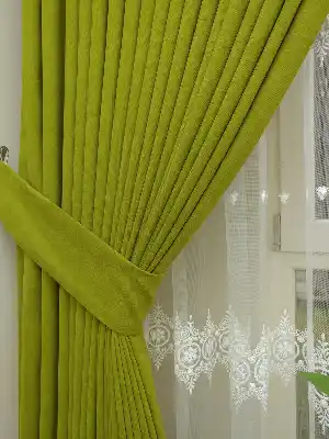 Yağ Yeşili Düz Fon Perde Dökümlü Birinci Kalite 300 Cm Geniş En Daha Hesaplı- Açık Yeşil