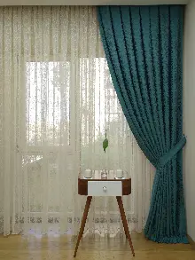 Koyu Mint Duz Jakar Fon Perde (180)- Yeşil Koyu Yeşil