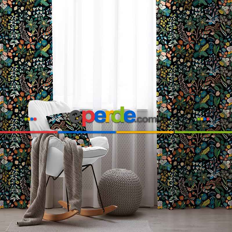 Çiçekli Fon Perde Evim 624 Kumaşı Kalındır Duck Bezi Değildir