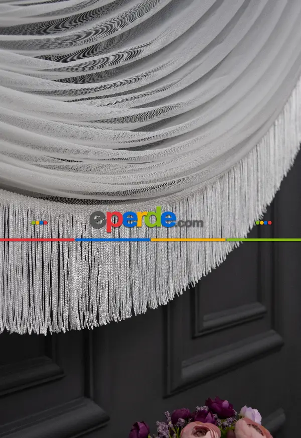 Yatak Odası - Grek Yalancı Kruvaze - Tülden Fon - Halat İle Yana Toplamalı Tül - Aksesuar İlave Ücretlidir - Çift Veya Tek Kanat - Kurşunlu Tül