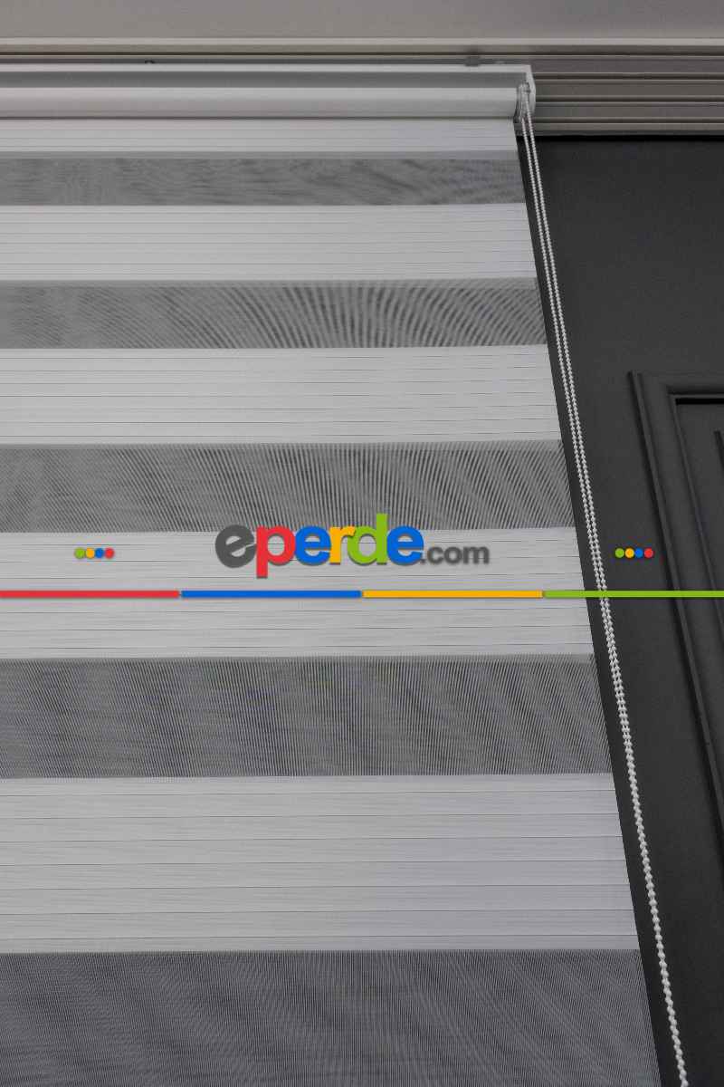 80x200 Hazır Ekru Geniş Plise Zebra Perde