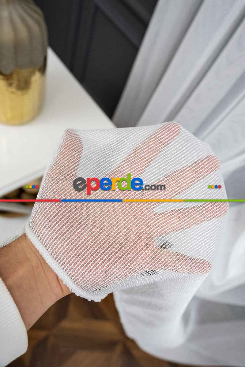 Çelik Tül Ekru Gramajlı Dökümlü - Kurşunlu Tül