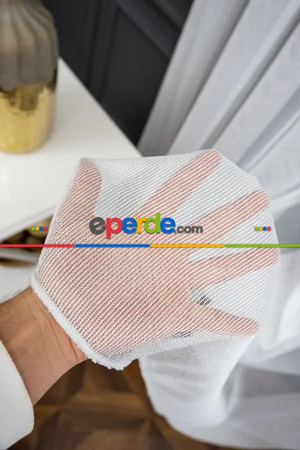 Salon - Çelik Tül Ekru Gramajlı Dökümlü - Kurşunlu Tül