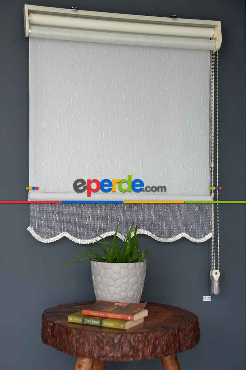 Halim Perdesan Dacuz-91 Beyaz Renk Etekli Veya Eteksiz Çift Mekanizmalı Tül Stor Perde