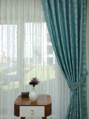 Patine Desenli Turkuaz - Katyonik Jakar Fon Perde- Turkuaz