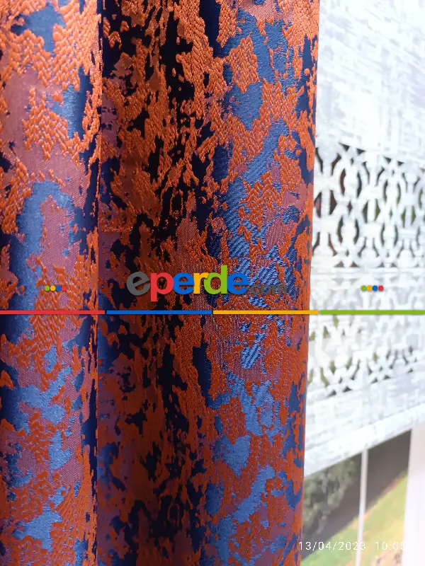 Yatak Odası - 2023 Elit Modern Desenli Fosforlu İplik Dokuma Fon Perde - 2