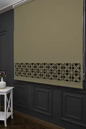 Bej Renk Lazer Kesim Mat Stor Perde (ister Düz - İster Lazer Kesimli Satın Alın)