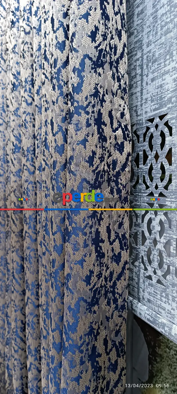 Yatak Odası - 2023 Elit Modern Desenli Fosforlu İplik Dokuma Fon Perde - 2