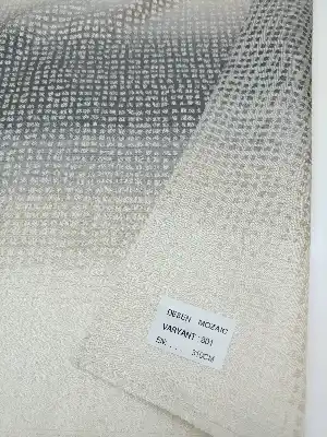 Renk Geçişli Mozaik Desenli Fon Perde -gri - Bej- Bej-Gri Açık-Gri Koyu