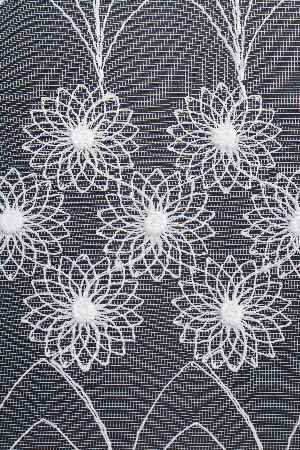 Şeritli Papatya Nakış İşlemeli Brode Tül Perde