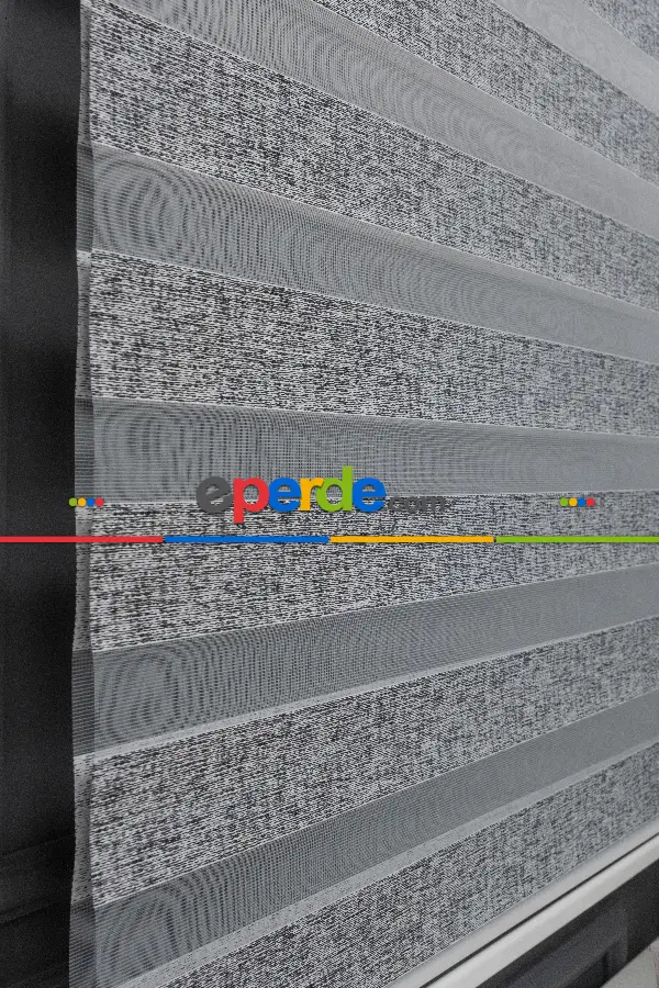 Gri Zebra Perde, Bambu İpliği Kalın Doku Zeminli, Yüksek Kalite Ürün