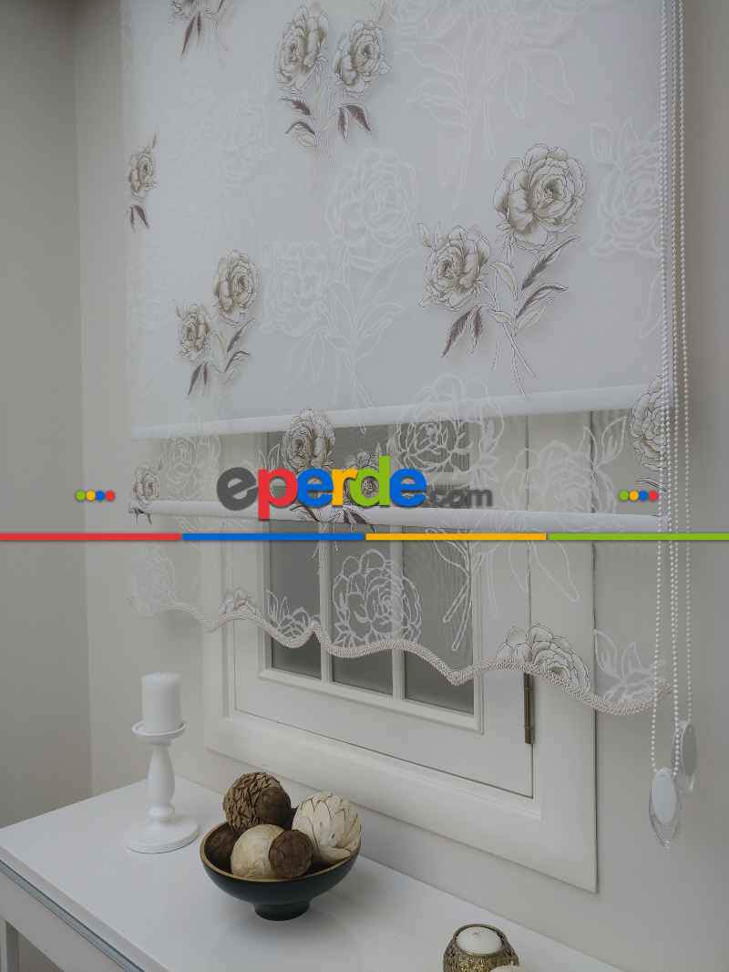 Mutfak - Çiftli Sistem Yakma Zemin Kahverengi Gül Desen- Kahverengi-kahve Açık-altın Simli- Çok Renkli 3