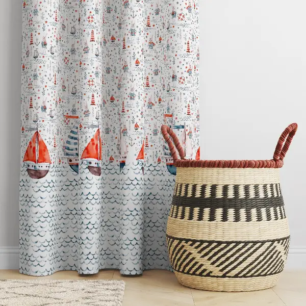 Gemili Gemici Denizci Tasarım Çocuk Odası Güneşlik Fon Perde