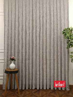 Brillant Örme Dantel Gri Renk Yüksek Gramajlı Dökümlü Tül Perde- Gri Açık - Kurşunlu Tül