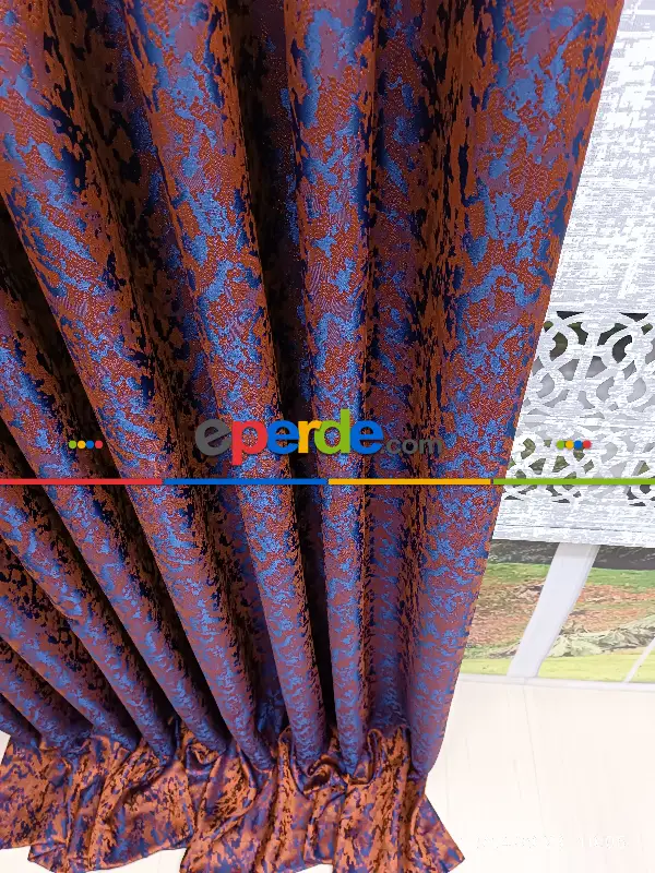 Yatak Odası - 2023 Elit Modern Desenli Fosforlu İplik Dokuma Fon Perde - 2