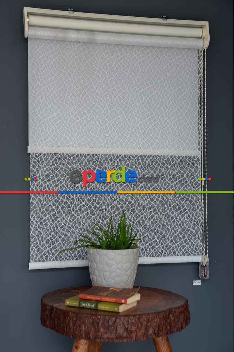 Halim Perdesan Dacuz-93 Beyaz Renk Etekli Veya Eteksiz Çift Mekanizmalı Tül Stor Perde