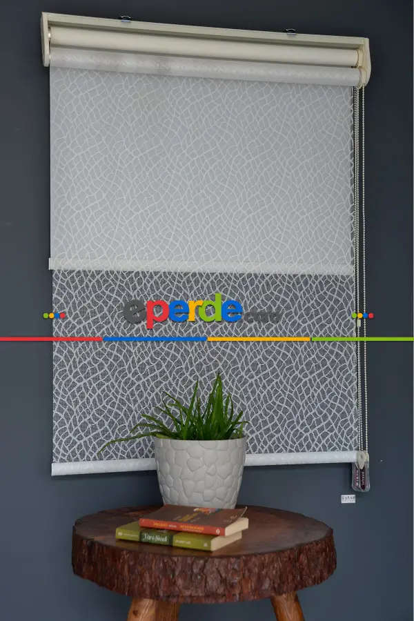 Halim Perdesan Dacuz-93 Beyaz Renk Etekli Veya Eteksiz Çift Mekanizmalı Tül Stor Perde