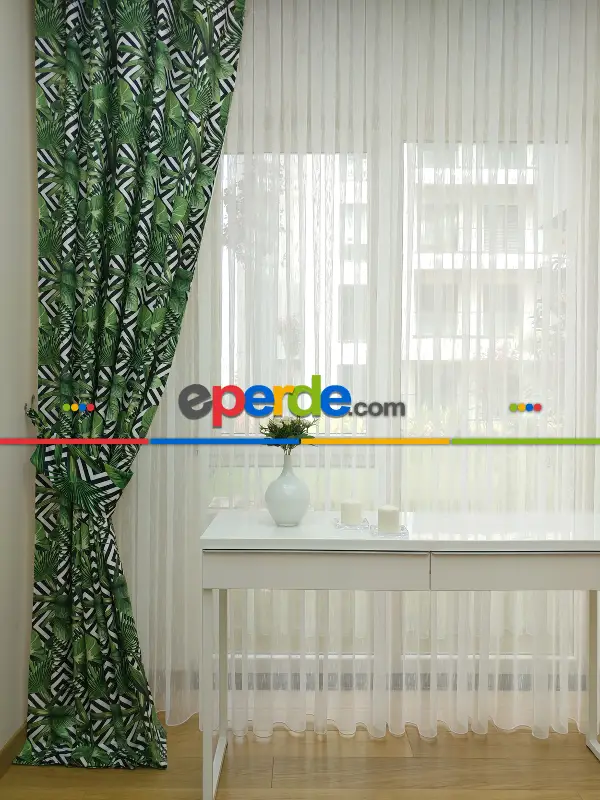 Leopar Desenli Fon Perde Evm259 -l - Kumaşı Kalındır Duck Bezi Değildir.- Krem-Kahve