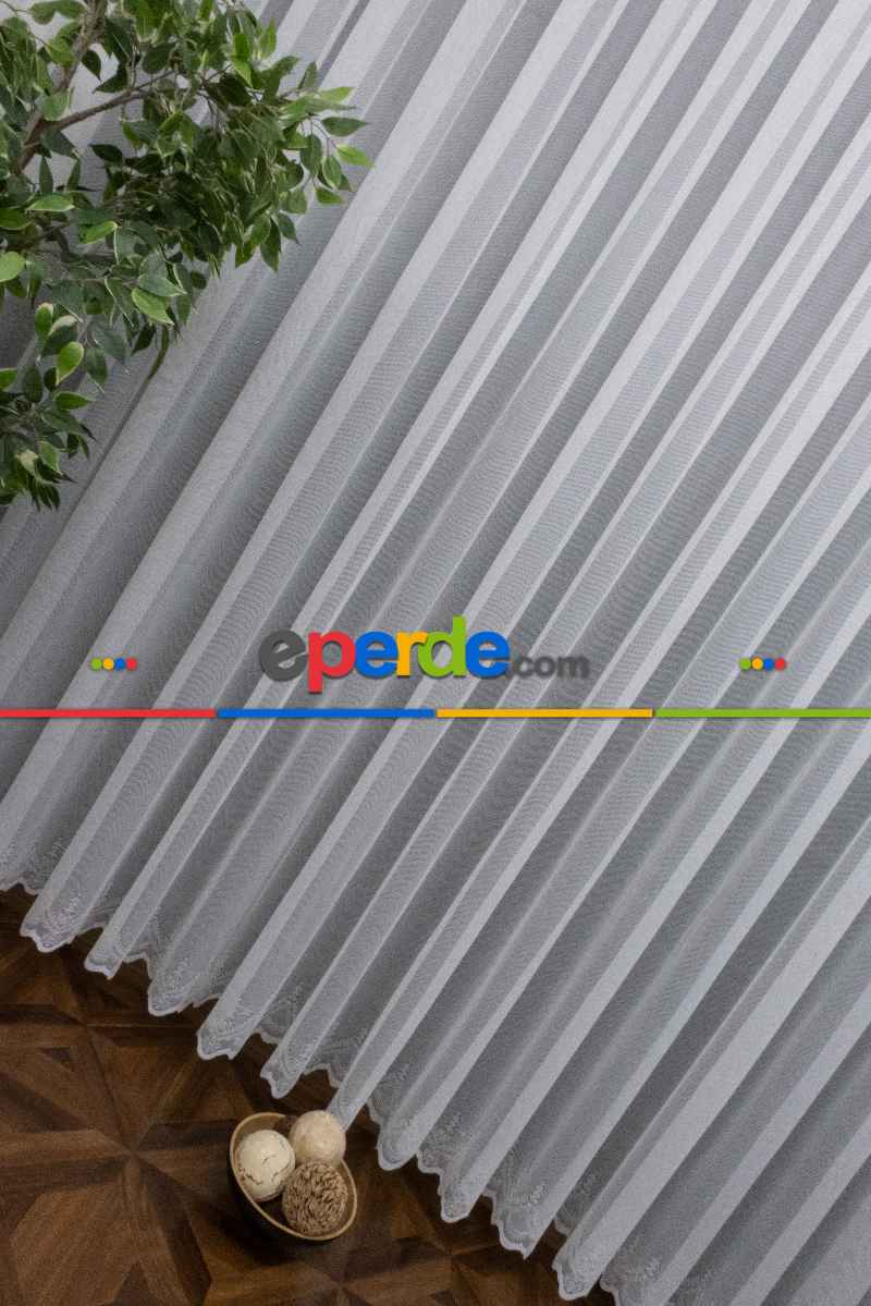 Taç Tül Perde Yeni Düz Sade Moda Tasarım Tül Etek İşlemeli Ütü İstemez Tül