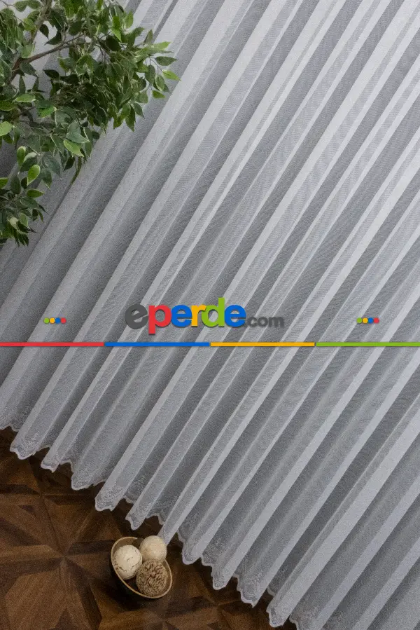 Taç Tül Perde Yeni Düz Sade Moda Tasarım Tül Etek İşlemeli Ütü İstemez Tül