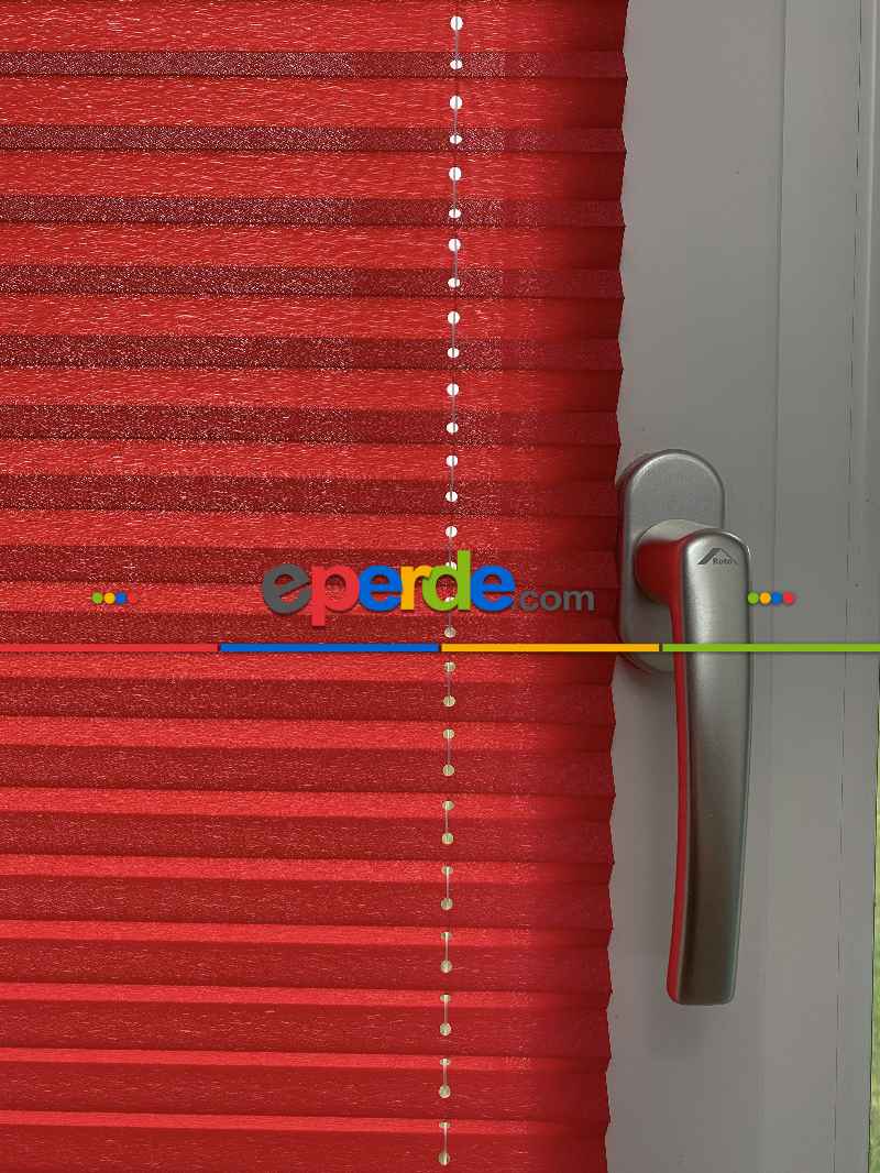 Mutfak - Plisel Perde, Kırmızı Diamond Seri Cam Balkon Perdesi 1. Kalite Matkapsız Montaj Yaylı Sistem